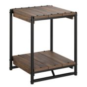Idealhouse 19.6 in. Rectangular Wood End Table with 2 Tier Storage Shelves