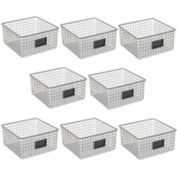 mDesign Metal Wire Food Organizer Storage Bins with Lable Slot - 8 Pack