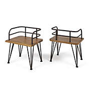 Contemporary Home Living Set of 2 Brown Contemporary Outdoor Patio Club Chairs 26"