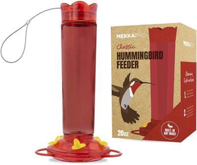 MEKKAPRO Red Hummingbird Feeder 20-Ounce, Made from Glass, Hanging 5 Nectar Feeding Stations, Bright Red, Backyard Feeder (Red - 20 Ounce)