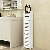 Slickblue Small Bathroom Storage Corner Floor Cabinet-White