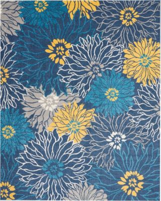 Nourison Passion 8' x 10' Blue Area Rug Bohemian Transitional Floral by Nourison