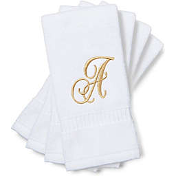 Juvale Monogrammed Fingertip Towels, Embroidered Letter A (11 x 18 in, White, Set of 4)