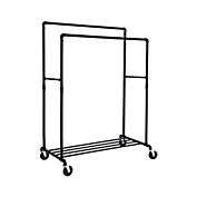 SONGMICS Black Clothes Rack on Wheels with 2 Rails