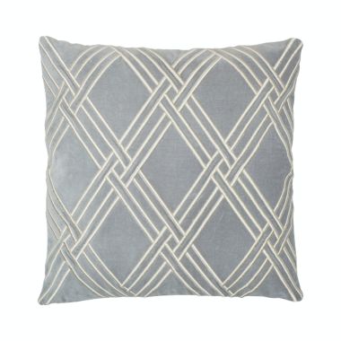 EY Essentials Mavis Fog Embroidered Velvet Throw Pillow. View a larger version of this product image.