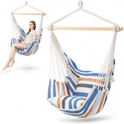Blue for sale online Costway Deluxe Hammock Rope Chair 