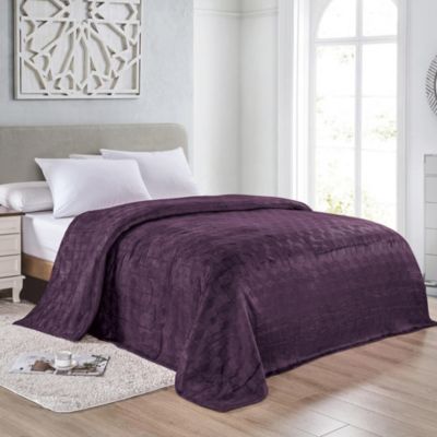 Amrani Bedcover Embossed Blanket, Soft Premium Microplush, King, Plum
