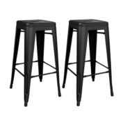 AmeriHome Indoor/Outdoor 30 inch Metal Bar Stool Set Black - 2 Piece