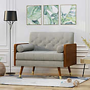 GDF Studio Greta Mid Century Modern Fabric Club Chair, Beige