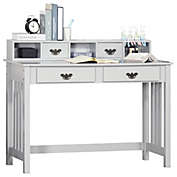 Study Writing Desk  Computer Table Workstation with Removable Shelf  2 Drawers  Wide Tabletop for Study  Office  Dorm  Grey
