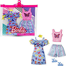 Barbie Fashions 2-Pack Clothing Set, 2 Doll Outfits Includes Butterfly Print Dress