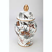 AA Importing 18" Temple Jar, Hand Painted Jungle Scene