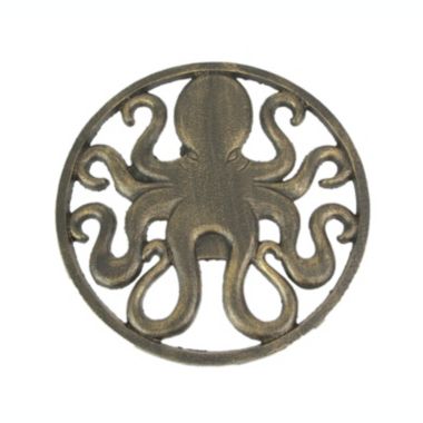 Zeckos Antique Bronze Finished Cast Iron Octopus Wall Décor Hanging 11.75 Inches In Diameter. View a larger version of this product image.