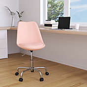 Merrick Lane Marilyn Swivel Office Chair with Height Adjustable Swivel Seat in Stylish Pink Fabric Upholstery