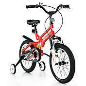 Slickblue 16" Kids Bike Toddlers Adjustable Freestyle Bicycle with Training Wheels-Red