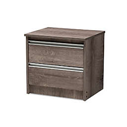Baxton Studio  Gallia Modern and Contemporary Oak Brown Finished 2-Drawer Nightstand