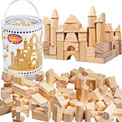 Wooden Blocks - 100 Pc Wood Building Block Set with Carrying Bag and Container (Natural Colored) - 100% Real Wood Wooden Blocks - 100 Pc Wood Building Block Set with Carrying Bag and Container (Natural Colored) - 100% Real Wood