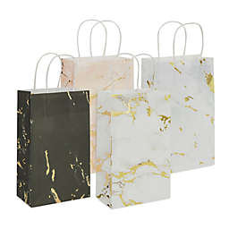 Sparkle and Bash 24 Pack Marble Gift Bags with Gold Foil for Birthday, Weddings, Party Favors (Small, 4 Colors)