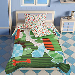 PiccoCasa Cuty Kids Kids Duvet Cover Set, 3 Piece Bedding Set Soft Fade & Wrink Big Dinosaur Print with 2 Pillowcases Twin