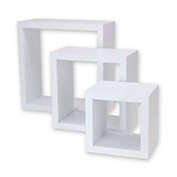 ITY International - Set of 3 Square Wooden Shelves, White