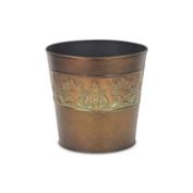 Contemporary Home Living 9.25" Bronze and Green Center Floral Embossed Circular Planter