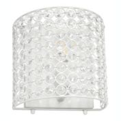 Lalia Home 8" Modern Contemporary 1-Light Bathroom Vanity Hallway Powder Room Dining Room Living Room Bedside Crystal And Metal Wall Sconce Lighting Fixture, White