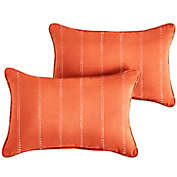 Outdoor Living and Style Set of 2 Orange and White Dotted Stripes Corded Indoor and Outdoor Lumbar Pillow, 20"