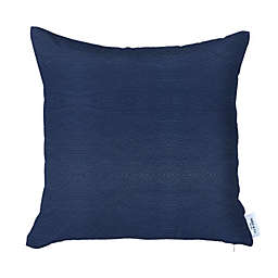 HomeRoots Solid Navy Blue Faux Leather Decorative Pillow Cover - 17
