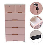 Kitcheniva 6-Times Drawer Dresser Chest Clothes Storage Organizer, Pink