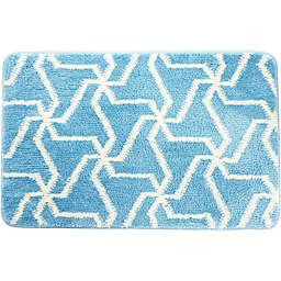 Juvale Non Slip Bath Mat for Bathroom, Shaggy Light Blue Rug (31.5 x 19.7 In)