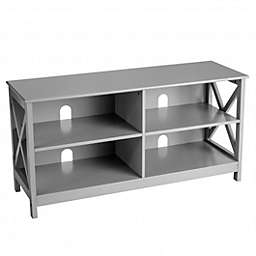 Costway Wooden TV Stand Entertainment Media Center -Gray