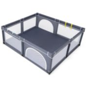 Slickblue Large Infant Baby Playpen Safety Play Center Yard with 50 Ocean Balls-Dark Grey
