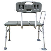 Stock Preferred Aluminium Alloy Medical Bathroom Chair Transfer Bench with Back & Handle in Gray