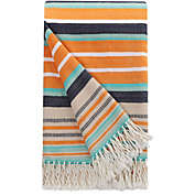 PiccoCasa Decorative Throw Blanket with Fringes in Stripe Design,Farmhouse Outdoor Acrylic Throws for Sofa, Chair, Bed, & Everyday Use, 51x67 Inches Multicolor