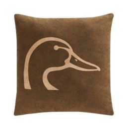 VISI-ONE USA DU Plaid Square Logo Pillow Brown