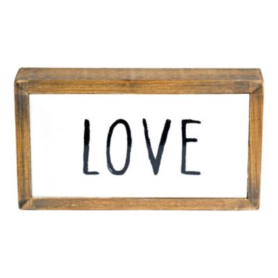 Creative Design 6.75" White and Brown "Love" Antique Rectangular Wall Sign