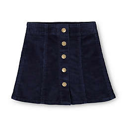 Hope & Henry Girls' A-Line Skirt with Snap Front, Navy Corduroy, 18-24 Months