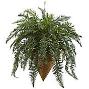 Nearly Natural Giant River Fern with Cone Hanging Basket