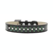 Mirage Pet Products Sprinkles Ice Cream Dog Collar Pearl and Emerald Green Crystals Size 20, Black