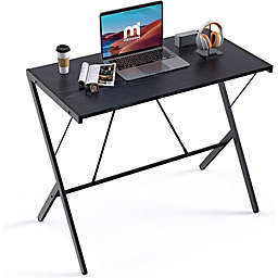 Mehoom Modern Metal Study Desk for Home Office, Table, Black, 35.4
