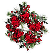 Nearly Natural 22" Hydrangea Holiday Wreath