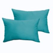 Outdoor Living and Style Set of 2 13" x 20" Aqua Blue Solid Indoor and Outdoor Lumbar Pillows