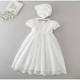 Laurenza's Baby Girls Lace Baptism Dress Christening Gown with Bonnet