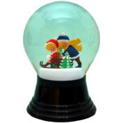 Alexander Taron 5" Black and Blue Perzy Snow Globe Medium Sledding Children Decoration