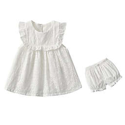 Laurenza's Girls White Eyelet Lace Summer Tank Top with Shorts