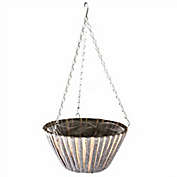Gardener&#39;s Select Woven Straw & Plastic Hanging Basket, Gray and Tan (12" x 6")