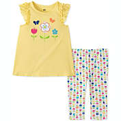 Kids Headquarters Little Girl&#39;s 2 Pc Flower Surprise Tunic & Leggings Set Yellow Size 6