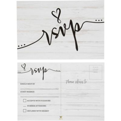Sustainable Greetings RSVP Cards - 60-Pack RSVP Postcards, Response Return Card for Wedding, Rehearsal Dinner, Baby Shower, Bridal Shower, Birthday Party Invitation, No Envelopes Needed, Rustic Wedding Themed, 4 x 6 Inches