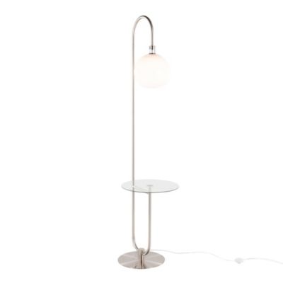 Lumisource Trombone Contemporary/Glam Floor Lamp in Nickel Metal with Clear Glass Shelf