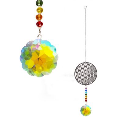 Dawson Hanging Crystals Wind Chimes, Chakra Crystal Glass Angel Rainbow Maker with Iris Effect